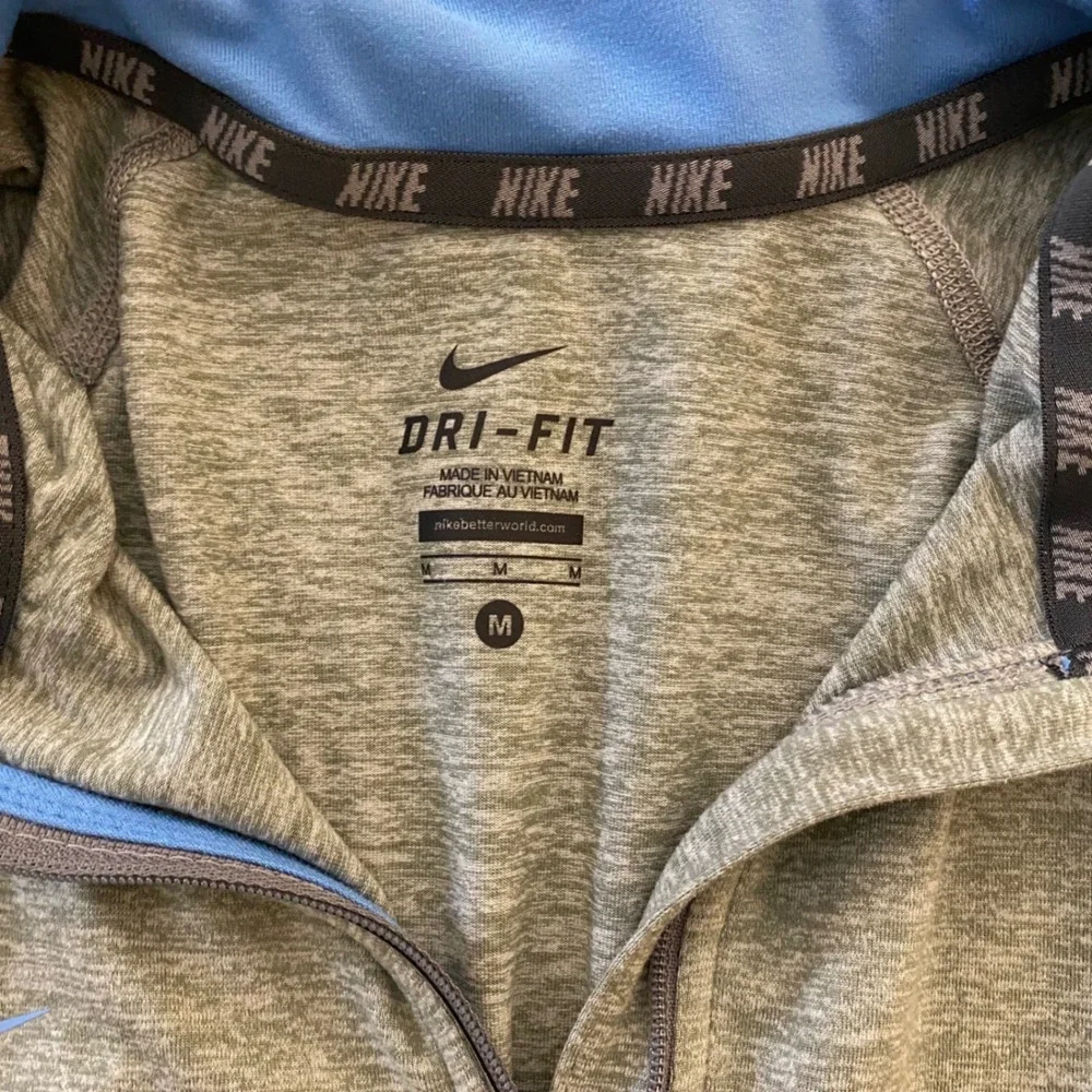 Nike Womens Dri-FIT Quarter Zip Pullover Gray Blue Thumbholes Size M‎ Activewear
